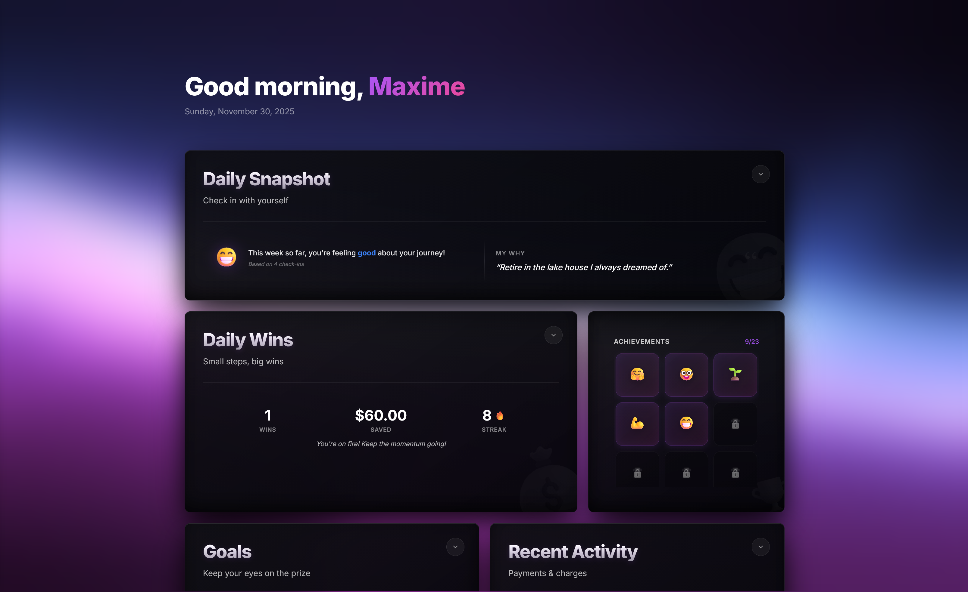 Your Personalized Dashboard - App Screenshot